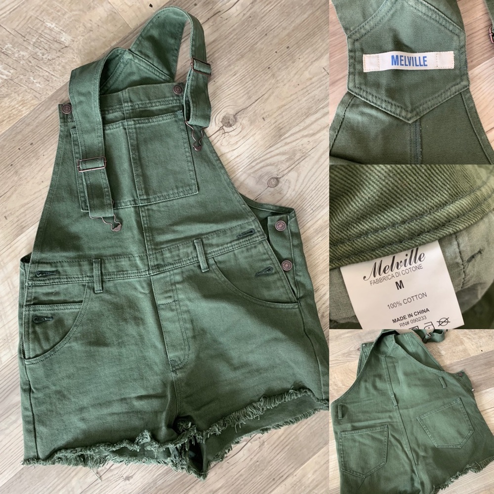 Frayed Jean short overalls